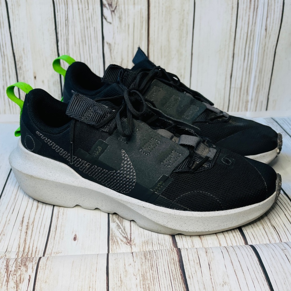 NIKE Crater Impact Sneakers Shoes Youth 7Y Black Green Gray Running Training